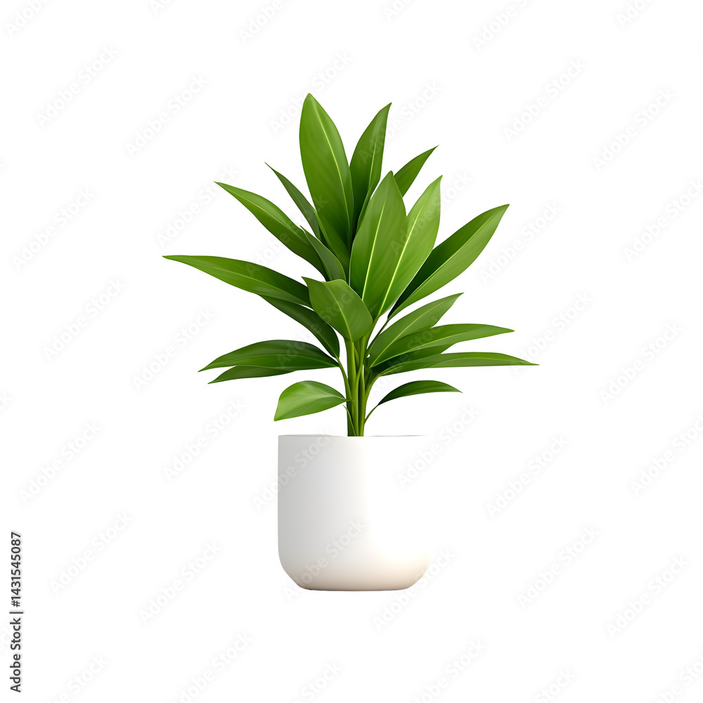 Potted green plant in a ceramic container on a wooden stand Potted green plant in a ceramic container on a wooden stand