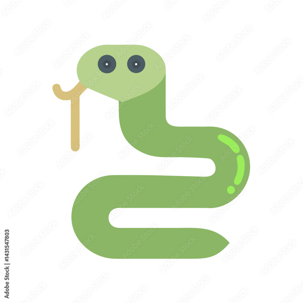 Fototapeta premium Slithering Snake A Cartoonish Illustration of an Adorable Serpent