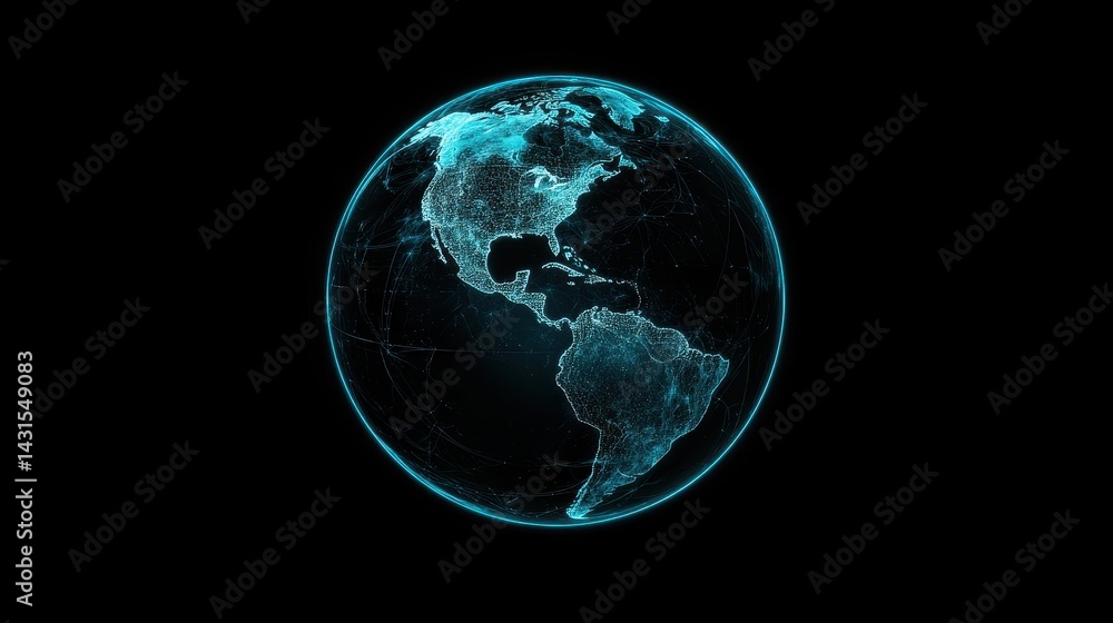 Digital Earth with interconnected luminous paths, network connection, global business. Digital Earth with interconnected luminous paths, network connection, global business.