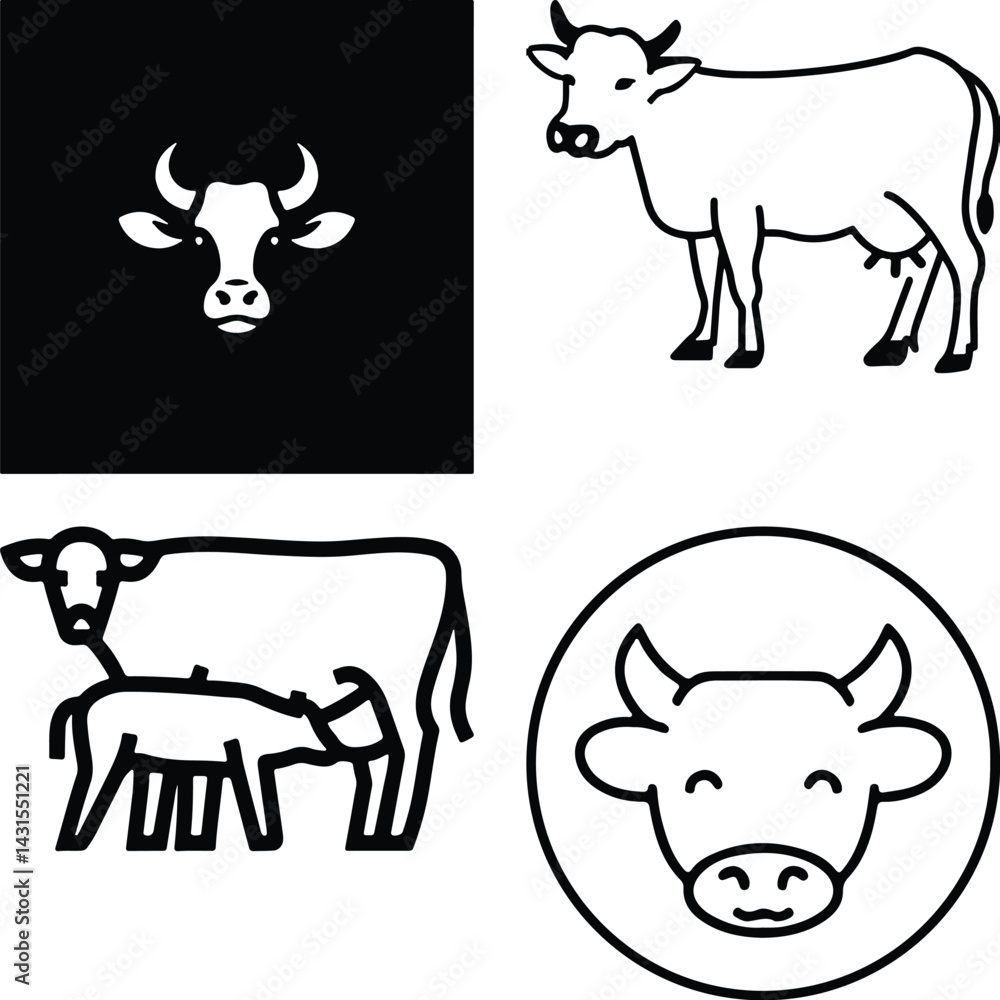 Obraz premium Cow simple icon. Vector ICON all icon Viktor.