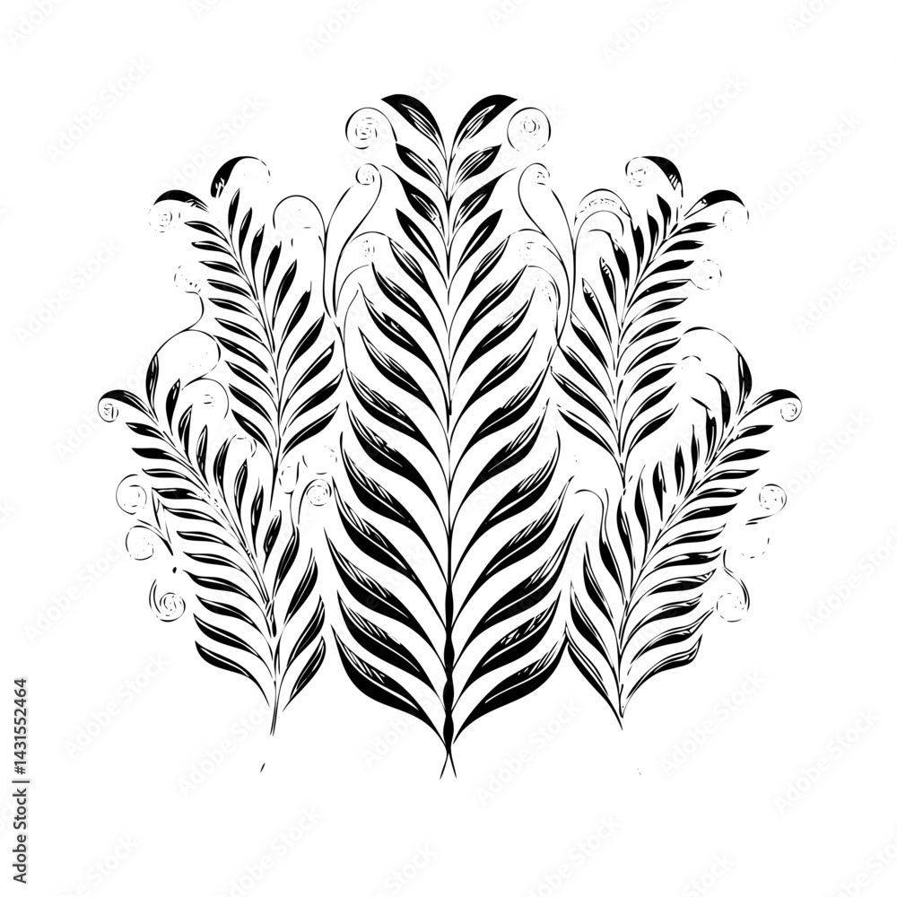 Fototapeta premium Vector gold leaves on white background isolated. Wavy drawn line branches, nature, plants luxury design elements.Modern floral art deco seamless pattern. Vector damask illustration with leaves. 