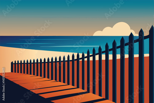 wooden-fence-with-beach-view-through-slats--.eps