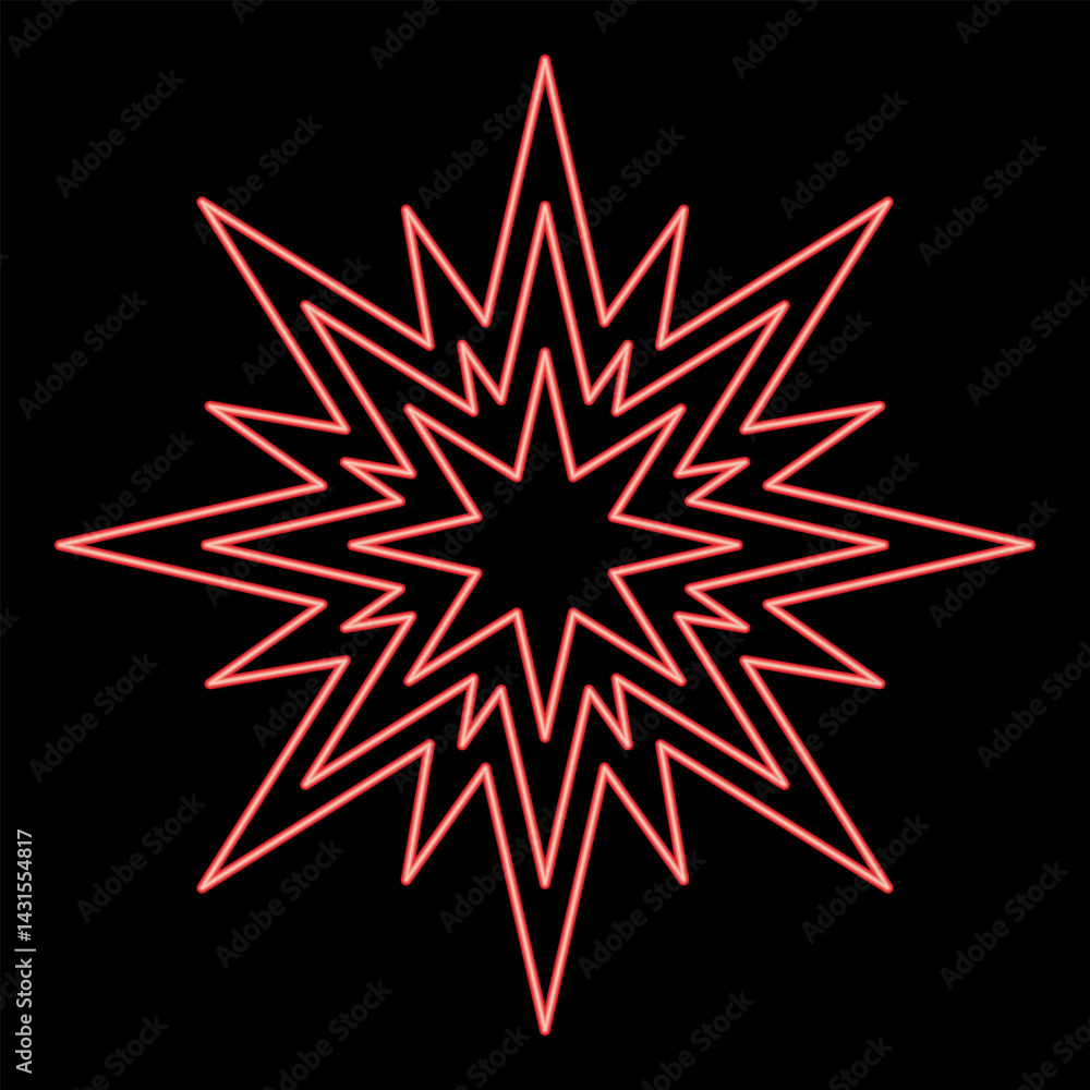 Obraz premium Neon star Bethlehem Christmas red color vector illustration image flat style