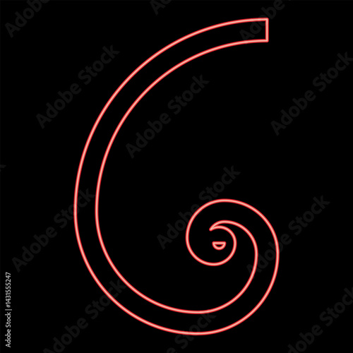 Neon golden ratio section Sacred geometry symbol ration proportions red color vector illustration image flat style