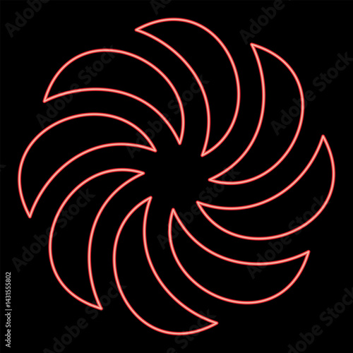 Neon armenian Arevakhach Neo paganism symbol sunny cross solar mythology Hetanism Armenian neo powder heathenism Eternity sign pumpkin red color vector illustration image flat style