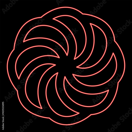 Neon armenian Arevakhach Neo paganism symbol sunny cross solar mythology Hetanism Armenian neo powder heathenism Eternity sign pumpkin red color vector illustration image flat style