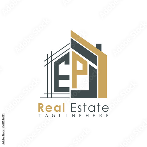 initial monogram logo for real estate with Home shape creative design.