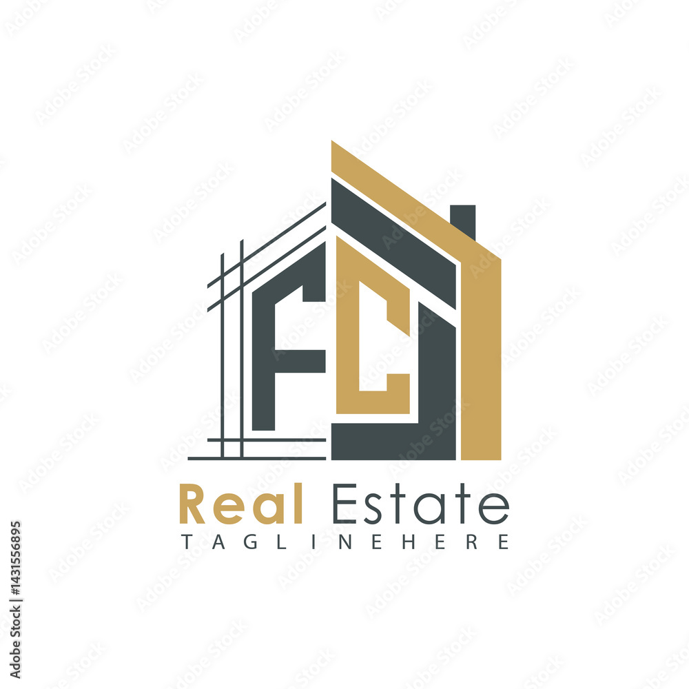 Fototapeta premium initial monogram logo for real estate with Home shape creative design.