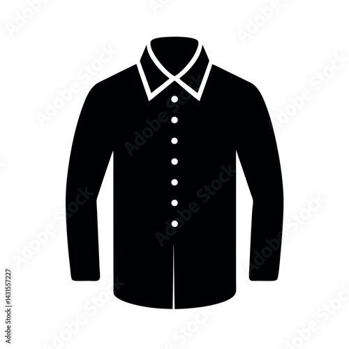 Button Down Shirt Black Vector Silhouette