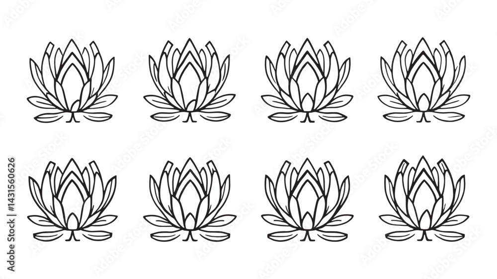 Protea line art minimalist design showcasing elegant bloom in detail Protea line art minimalist design showcasing elegant bloom in detail