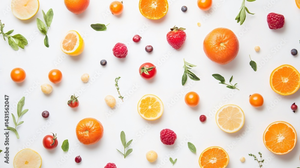 Vibrant Organic Food Background with Ample Copy Space for Text Overlay Vibrant Organic Food Background with Ample Copy Space for Text Overlay