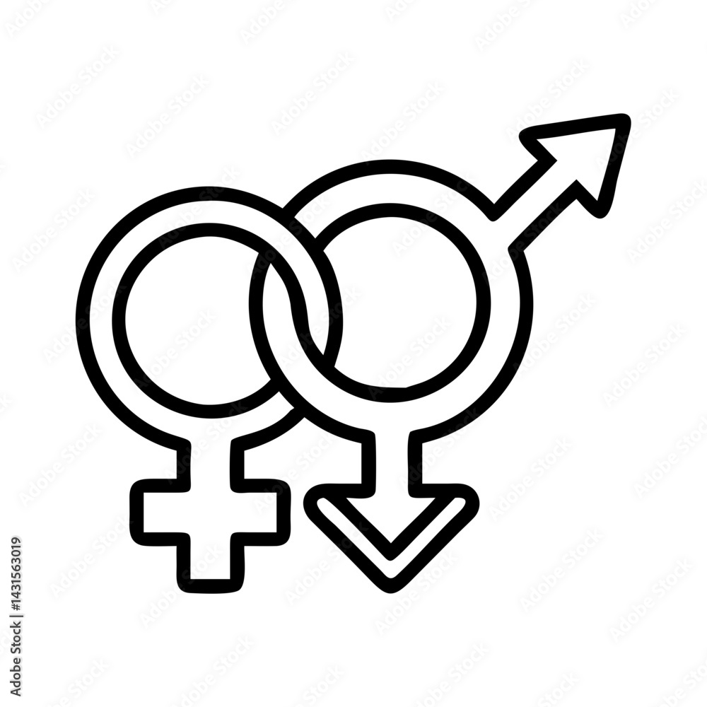 Male and female gender symbol vector illustration for love relationship and sex concept design Male and female gender symbol vector illustration for love relationship and sex concept design