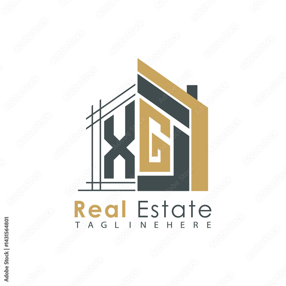 Fototapeta premium initial monogram logo for real estate with Home shape creative design.