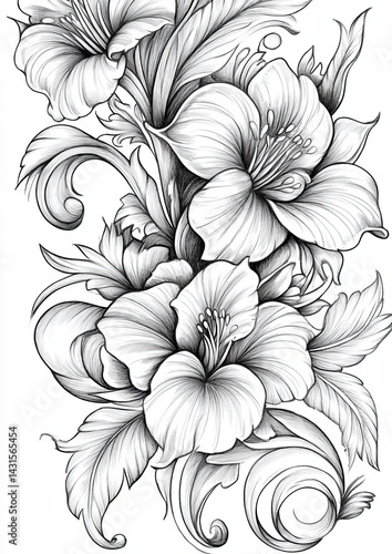 Swirls and Flowers Coloring Pages