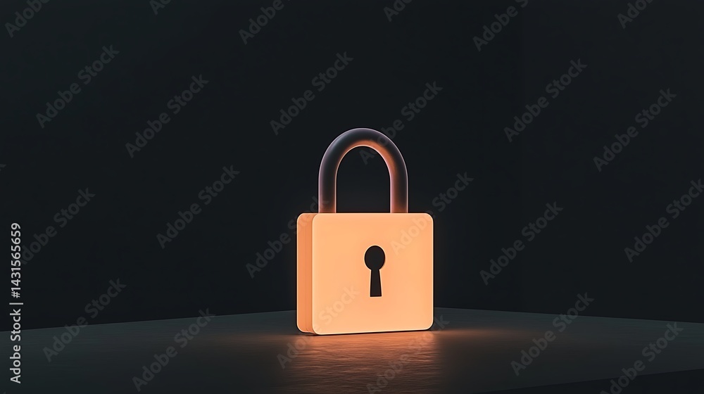 Glowing Lock Security Scene Glowing Lock Security Scene