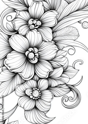 Wallpaper Mural Swirls and Flowers Coloring Pages Torontodigital.ca