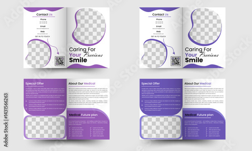 Medical healthcare bifold brochure template and Hospital concept two-fold or bi-fold brochure template A4 Page.