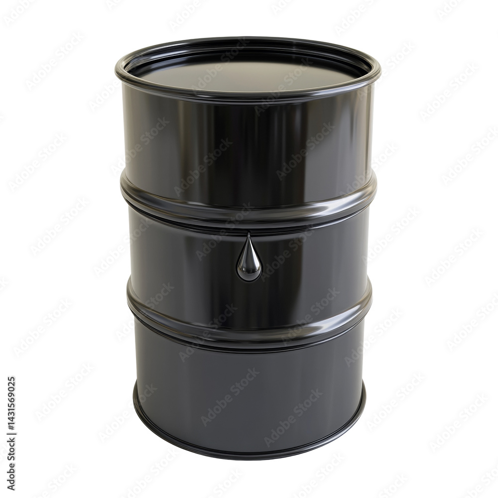Industrial liquid storage: shiny barrel with a reflective surface on transparent space Industrial liquid storage: shiny barrel with a reflective surface on transparent space