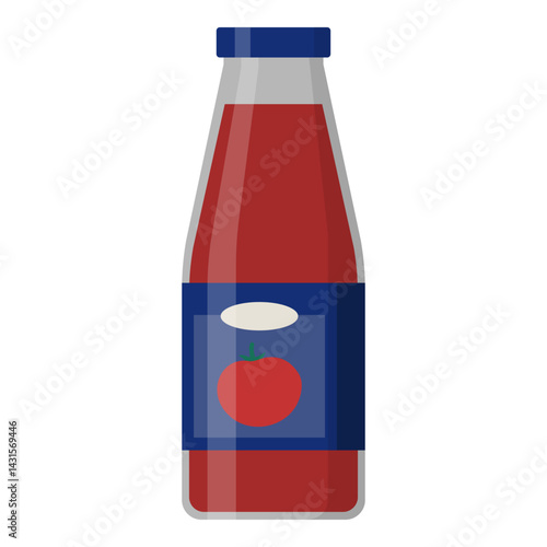 Delicious tomato sauce in a glass bottle