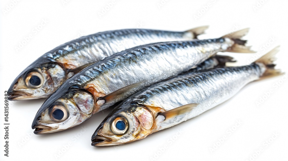 Fresh Sardines on White Background for Professional Recipes and Packaging Design Fresh Sardines on White Background for Professional Recipes and Packaging Design