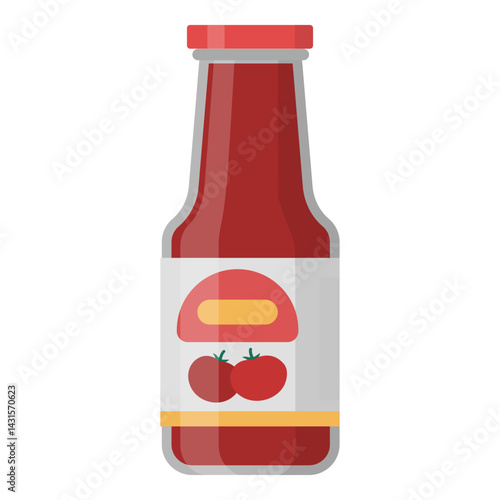 Delicious tomato sauce in a glass bottle