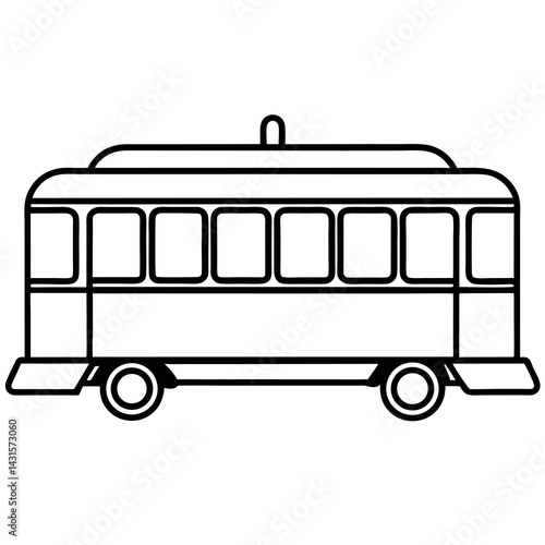 Minimal Line Icon of a Street Tram – Public Transportation Symbol