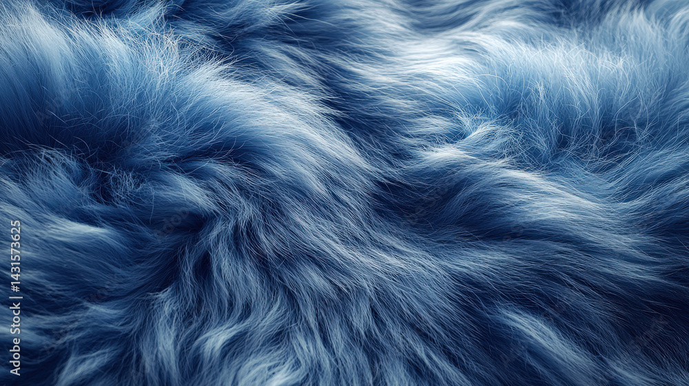 Obraz premium Flowing blue fur texture close-up studio setting textile detail soft environment macro view visual appeal