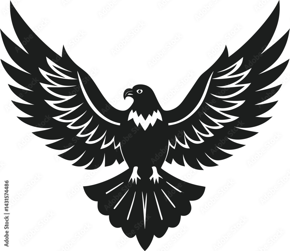 Obraz premium Bold Bald Eagle in Flight with Wings Spread Silhouette Vector