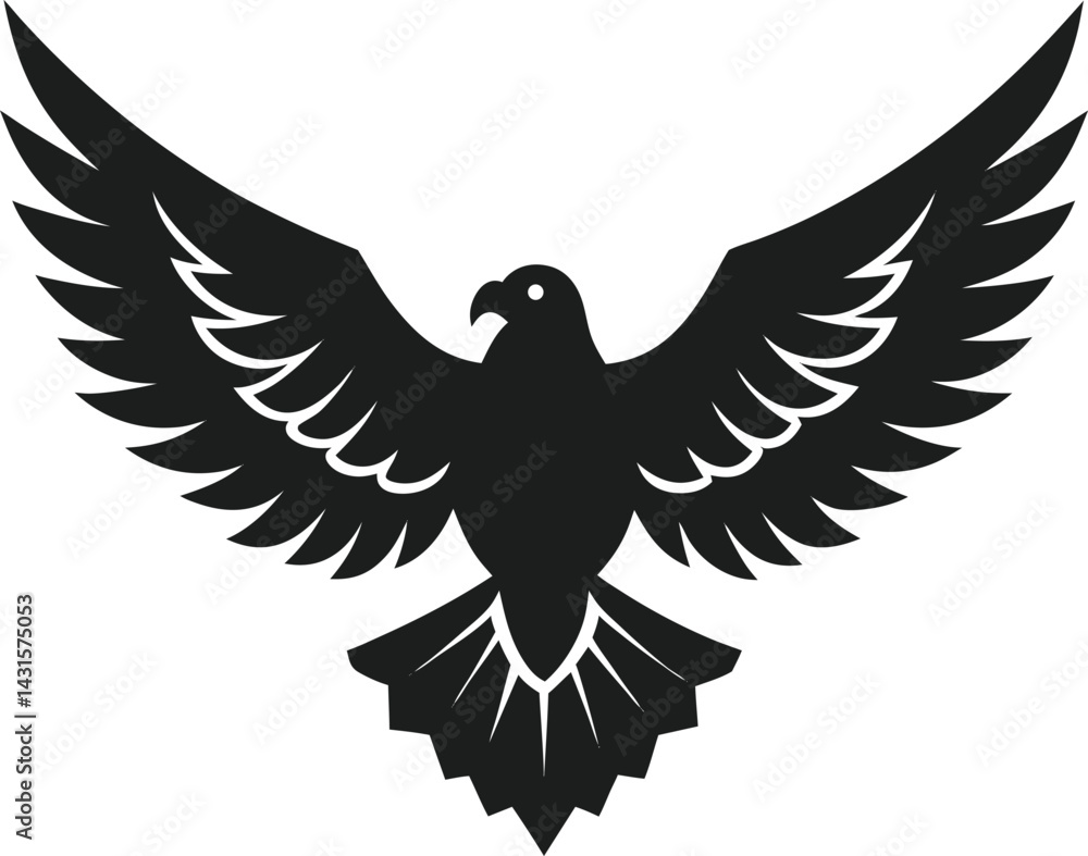 Obraz premium Powerful Bald Eagle Vector with Flat Black Style