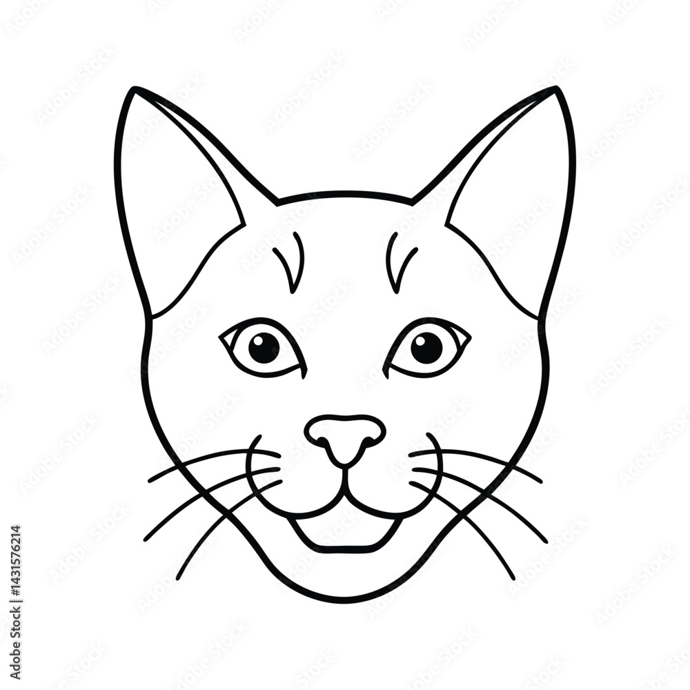 cat head monoline expressive whiskers vector line art silhouettes cat head monoline expressive whiskers vector line art silhouettes