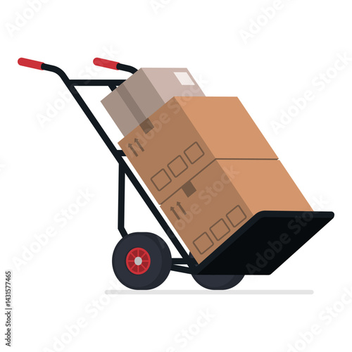 Hand cart loaded with boxes