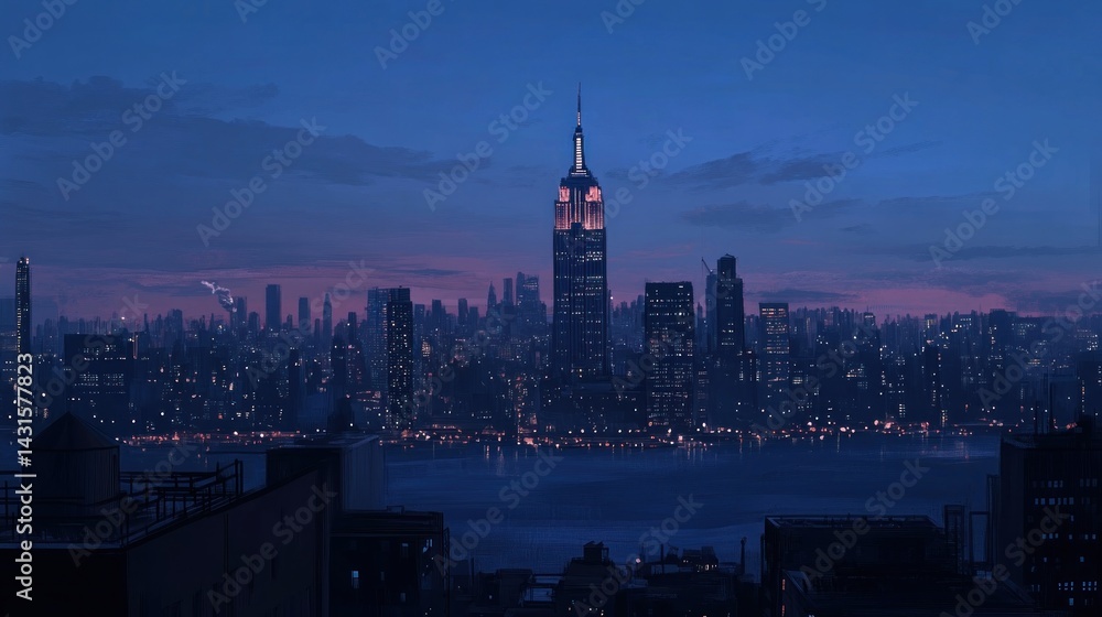 Fototapeta premium Misty New York City Skyline at Dawn