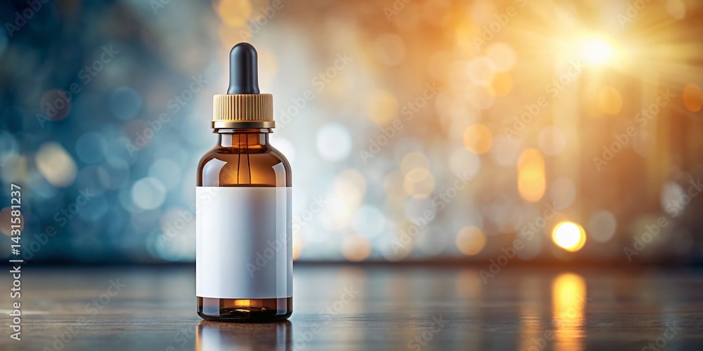 Empty Glass Dropper Bottle with Blank White Label - Natural Product Mockup Empty Glass Dropper Bottle with Blank White Label - Natural Product Mockup