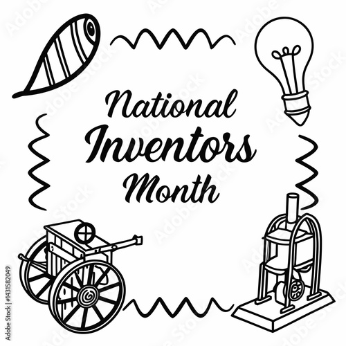 NATIONAL INVENTORS MONTH vector illustration