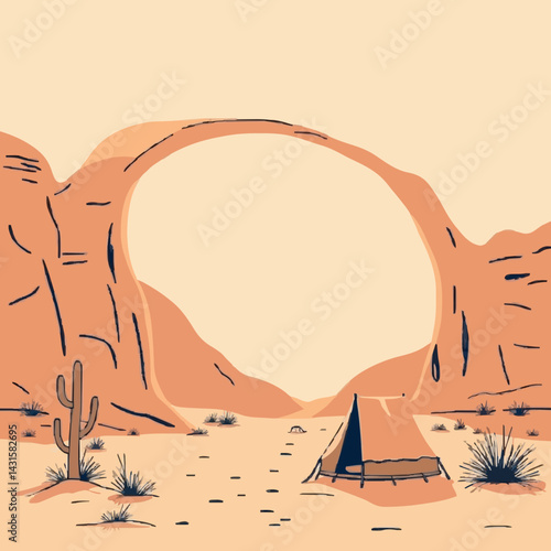 Adventurous Desert Camp with Stone Arches