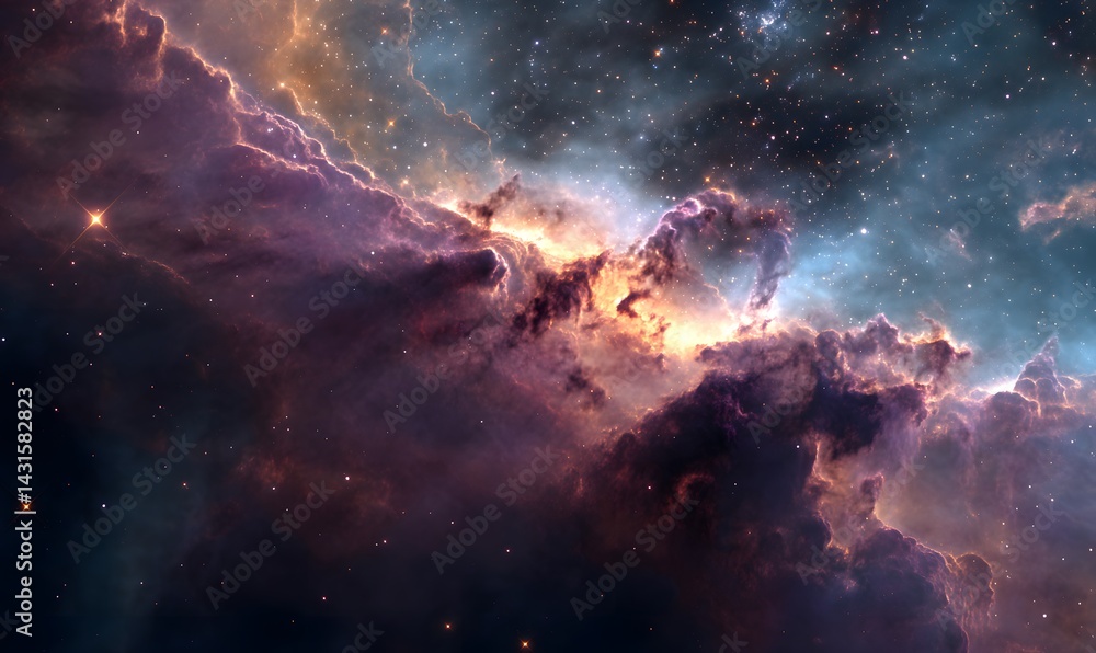 Fototapeta premium Cosmic Nebula Cloudscape Stellar Dust and Gas