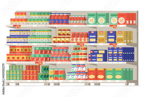 Food on the grocery store shelves