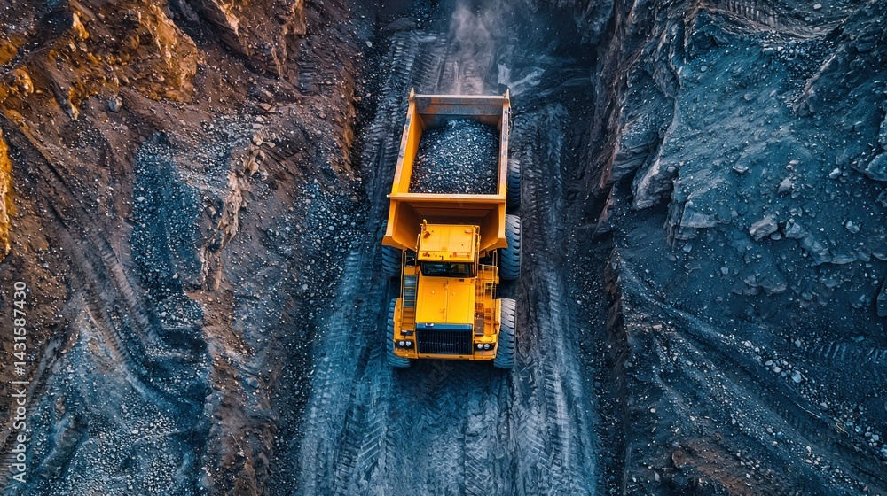 Aerial view of mining truck in quarry (4) Aerial view of mining truck in quarry (4)