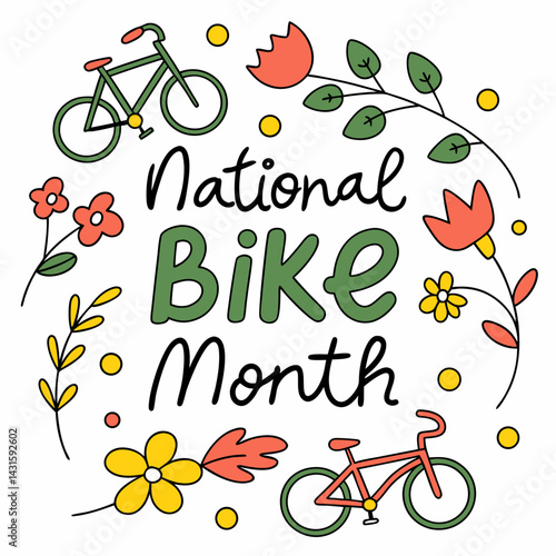 NATIONAL BIKE MONTH vector illustration