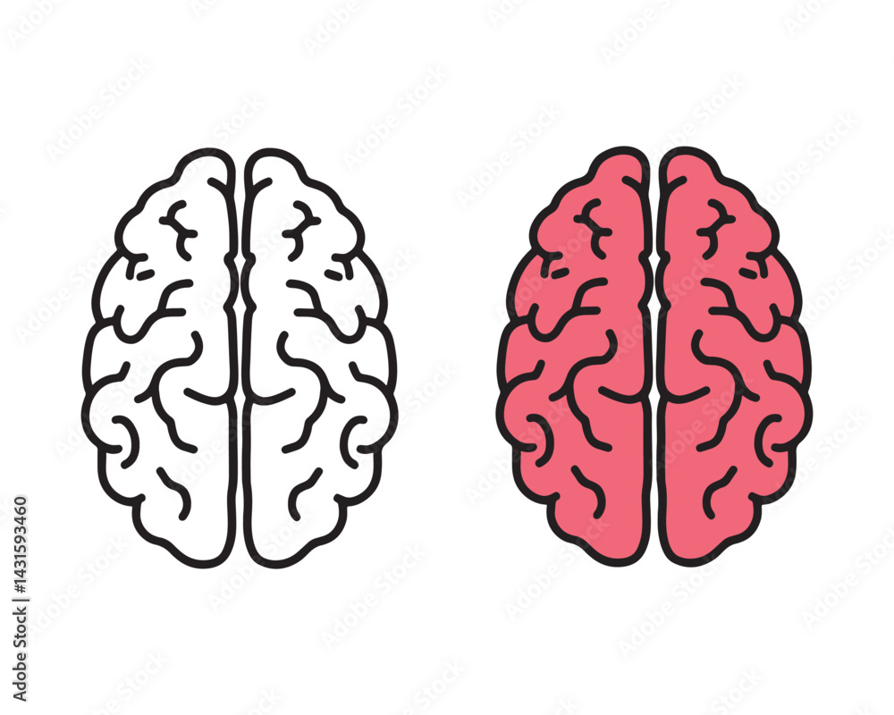 Brain simple icon set. Human brain symbol. Vector Brain simple icon set. Human brain symbol. Vector