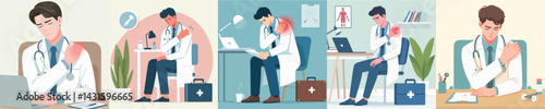 doctor character vector shoulder pain