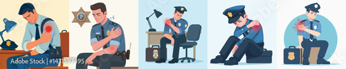 shoulder pain police character vector
