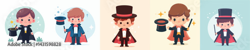 little boy character vector in magician costume