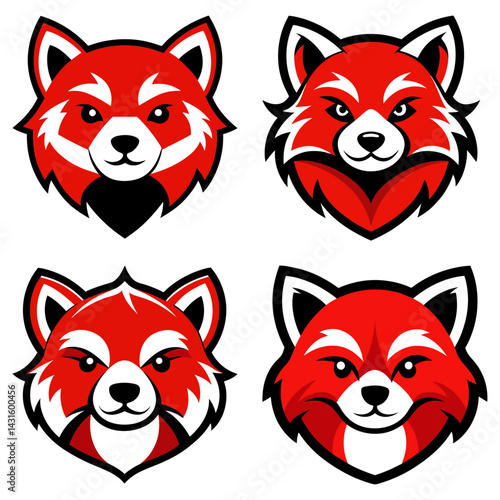Red Panda head mascot logo design vector