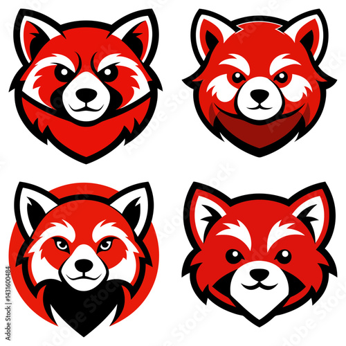 Red Panda head mascot logo design vector