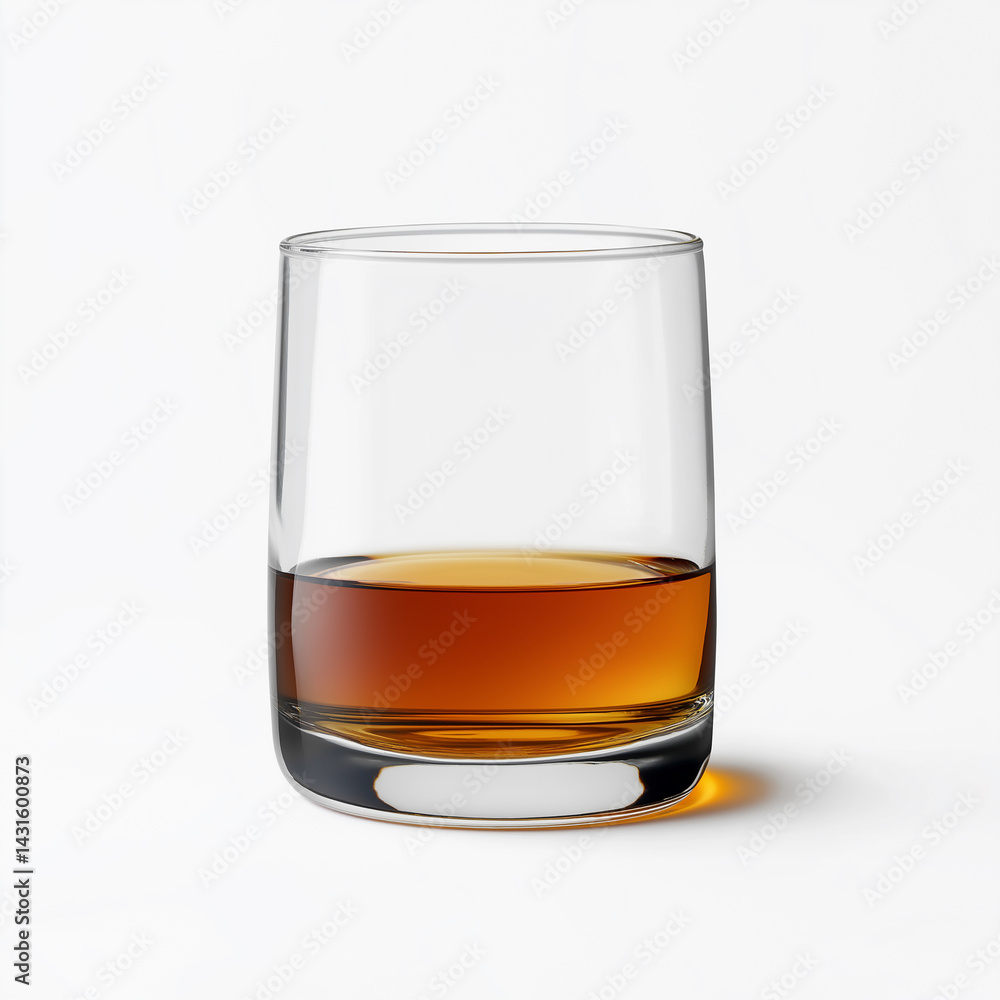 Glass of whisky sitting on white background Glass of whisky sitting on white background