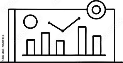 power bi dashboard line art vector icon.