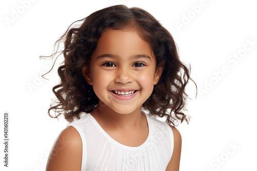 Smiling Indian girl on Transparent Background – Happy Child Cutout, Isolated PNG, Joyful Expression – Ideal for Web, Education, Advertising, Family, or Cultural Design Projects, PNG cut out.	