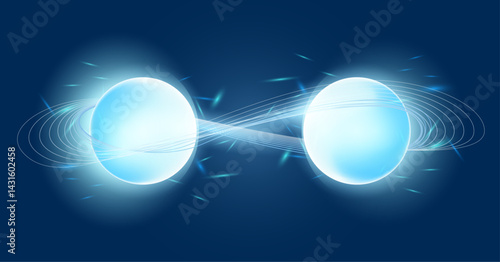 Futuristic Glowing Particles in Quantum Field Illustration in Vector Art