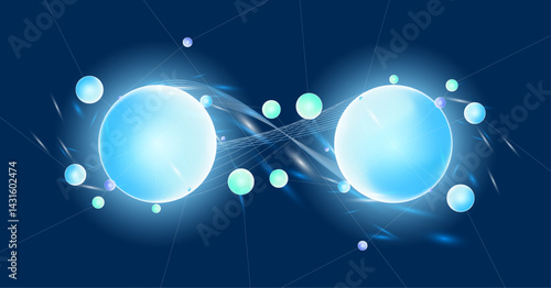 Futuristic Glowing Particles in Quantum Field Illustration in Vector Art